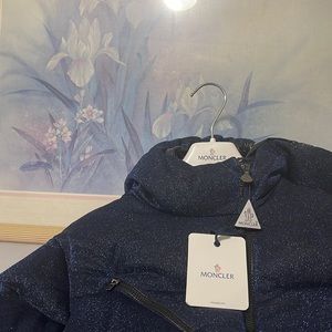 Authentic Moncler NavyBlue Glitter Down Taurua Hooded Coat 🪩